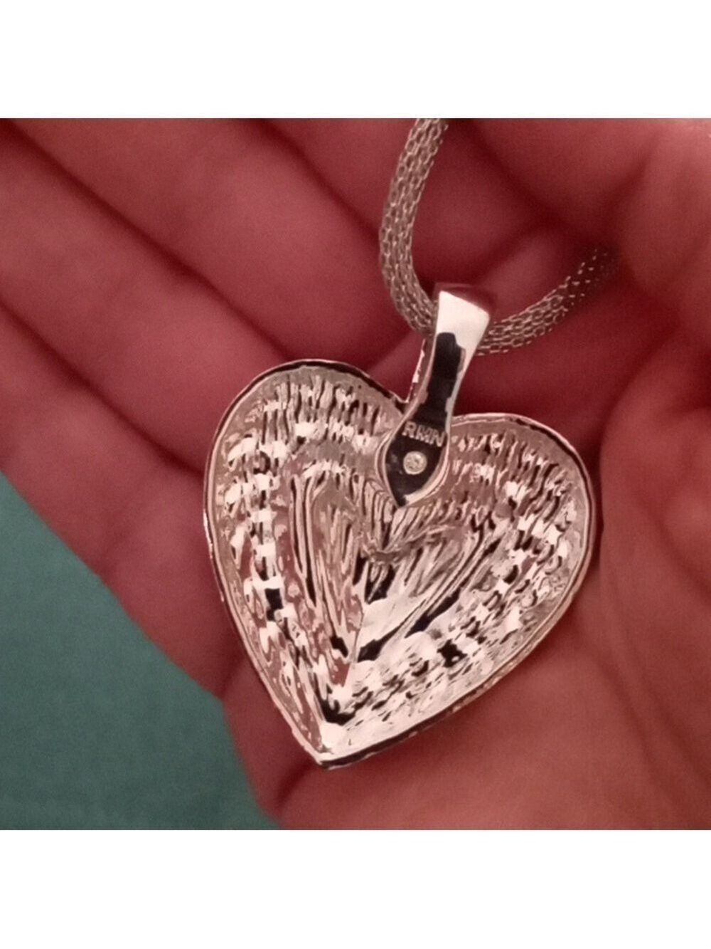 Roman Jewelry Company Silver Tone Peacock Heart Pendant Chain Set - Picture 5 of 6